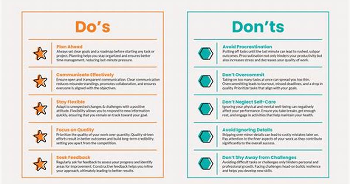 Do's and Don'ts to Avoid Disasters?