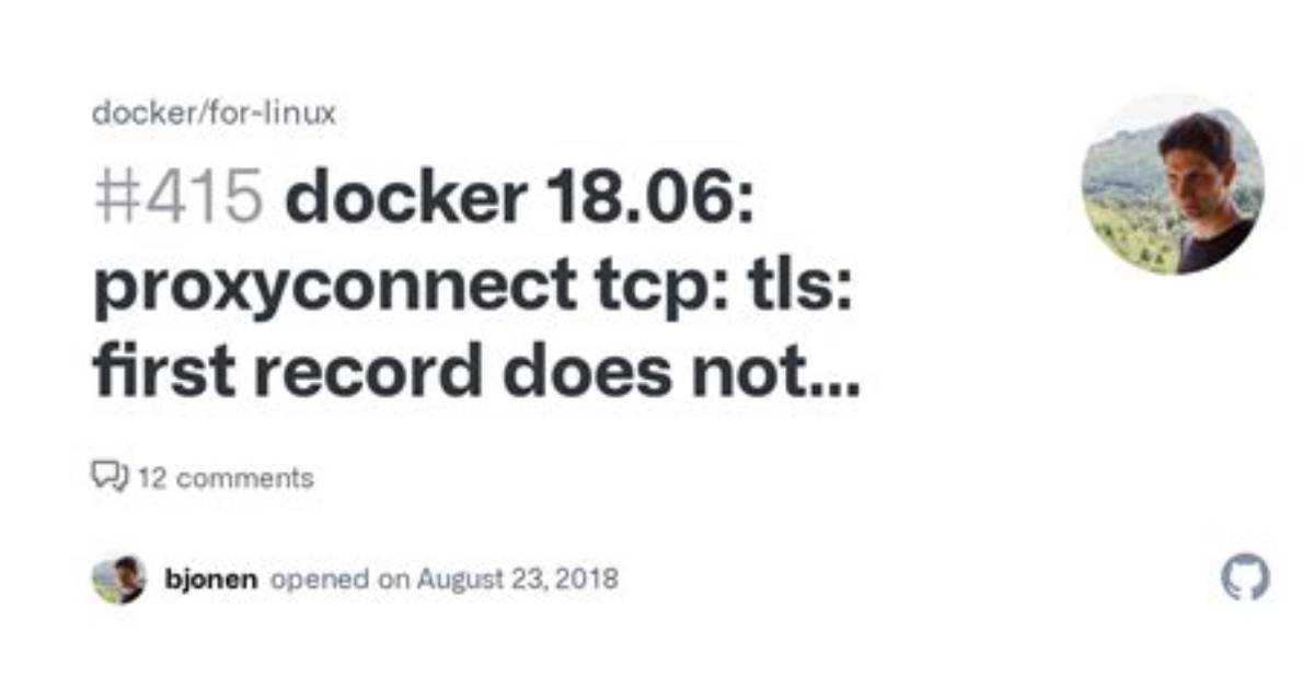 Docker: "First Record Does Not Look Like a Tls Handshake" Error When Pull Image