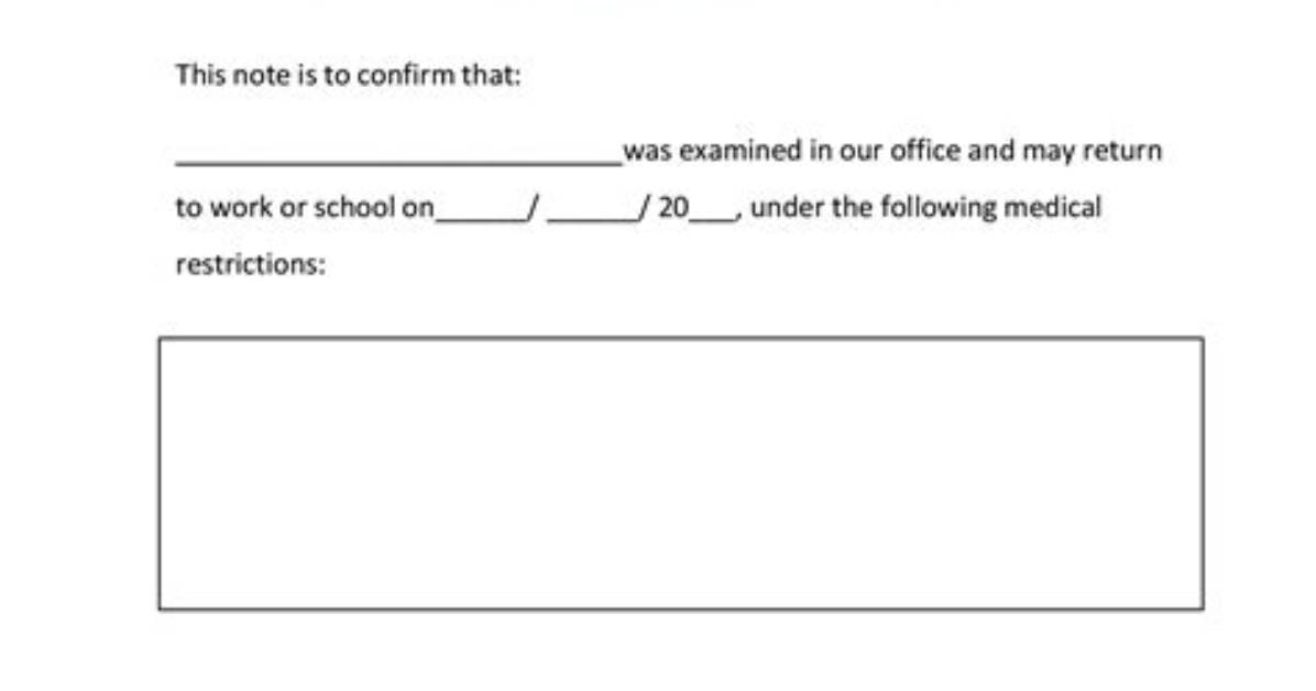 Doctors Note Templates