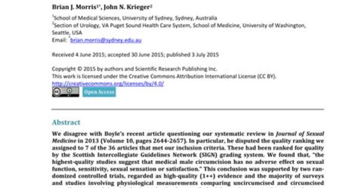 Does Circumcision Reduce Sensitivity?