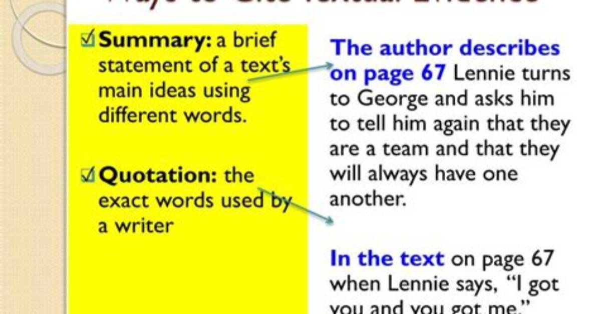 Does Citing Textual Evidence Mean?