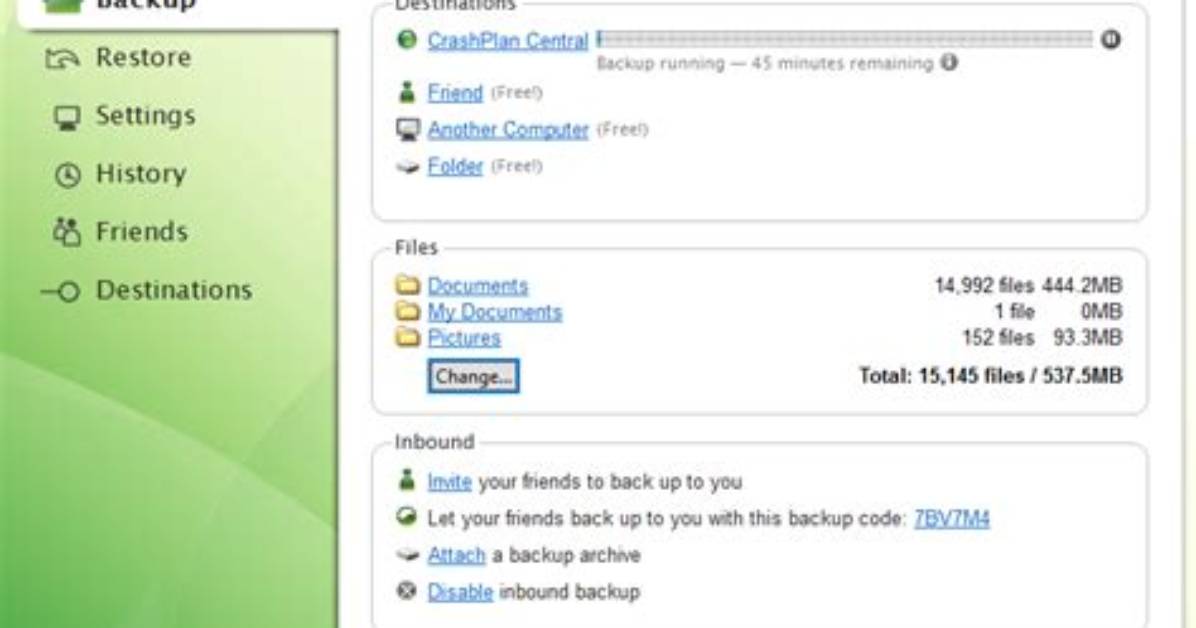 Does Crashplan Backup External Drives