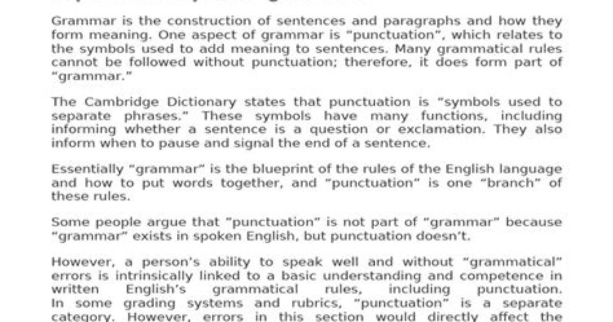 Does Diction Include Punctuation?