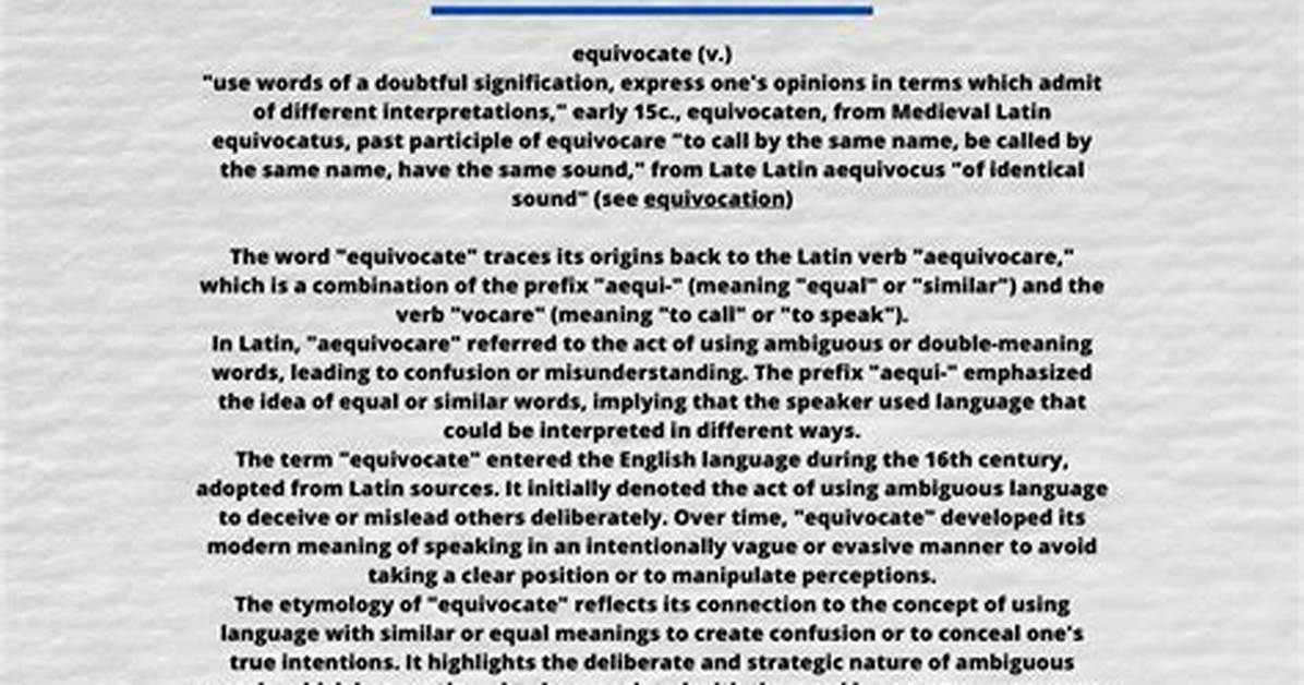 Does Equivocate Mean Equal?