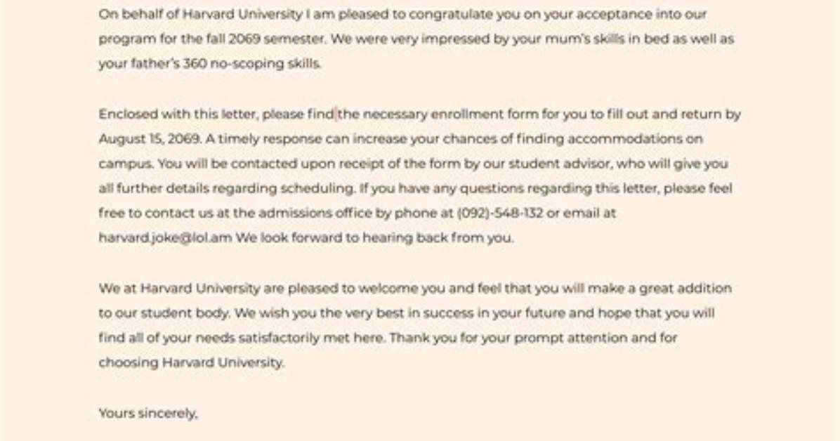 Does Harvard Send Acceptance Letters?