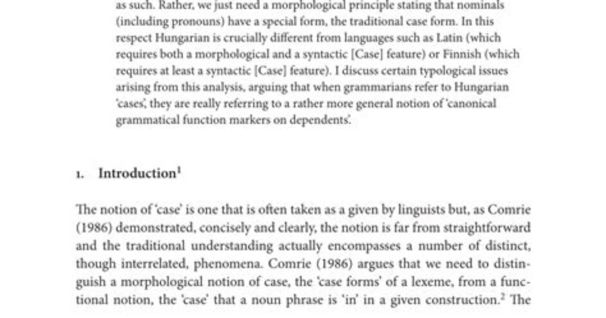 Does Hungarian Have Cases?