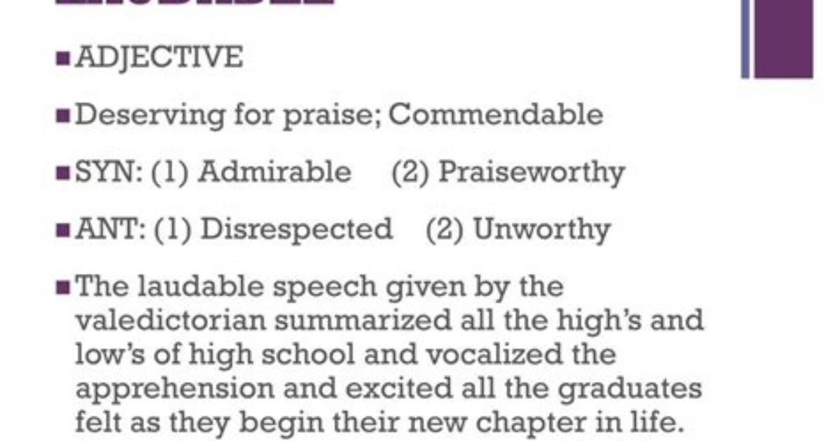 Does Laudable Mean Praiseworthy?