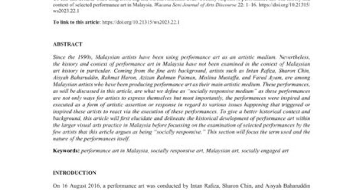 Does Performance Art Have to Be Socially Engaged?