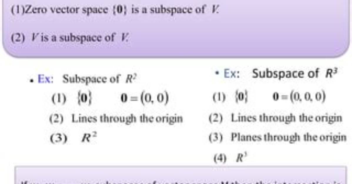Does Subspace Contain Zero Vector?