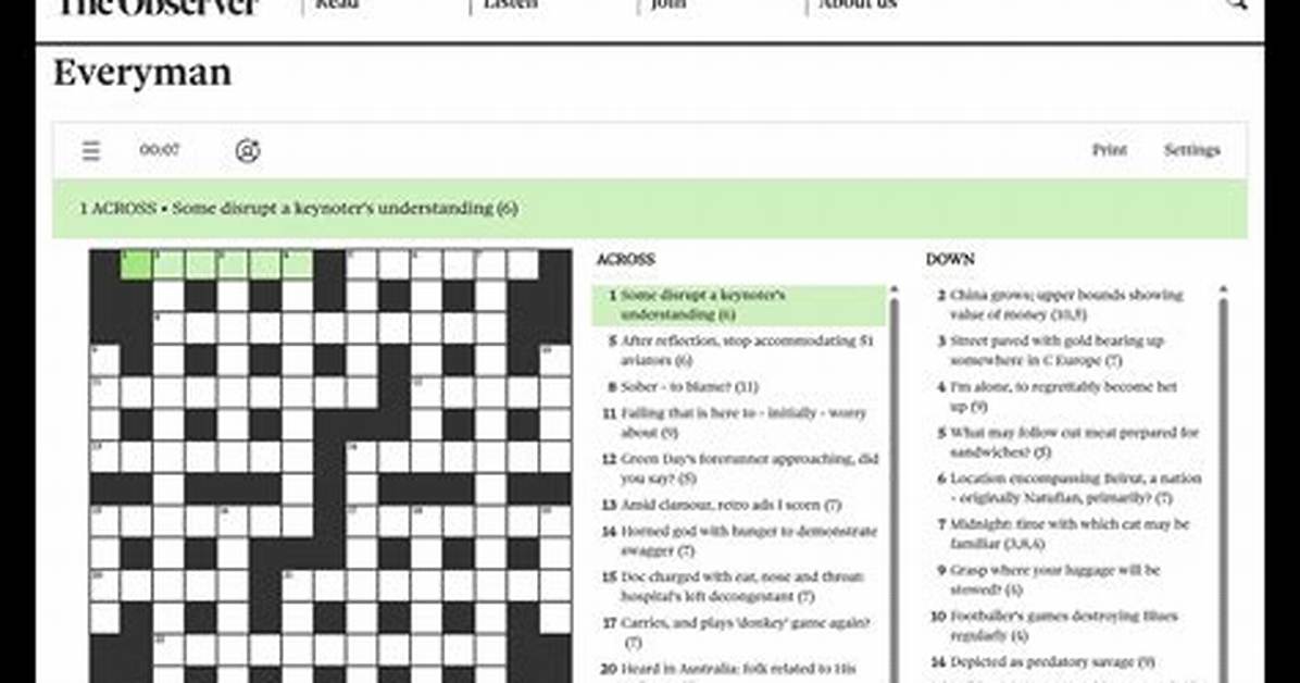 Does the Observer Have a Crossword?