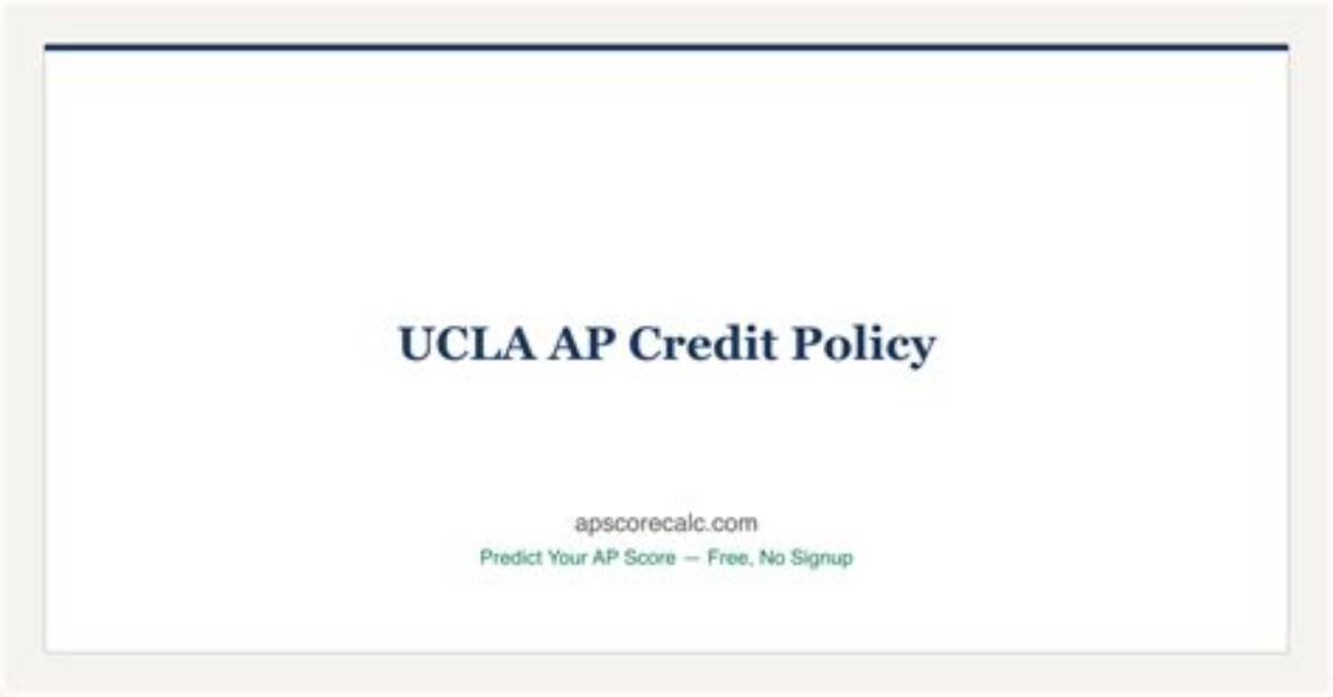 Does Ucla Take Ap Credit