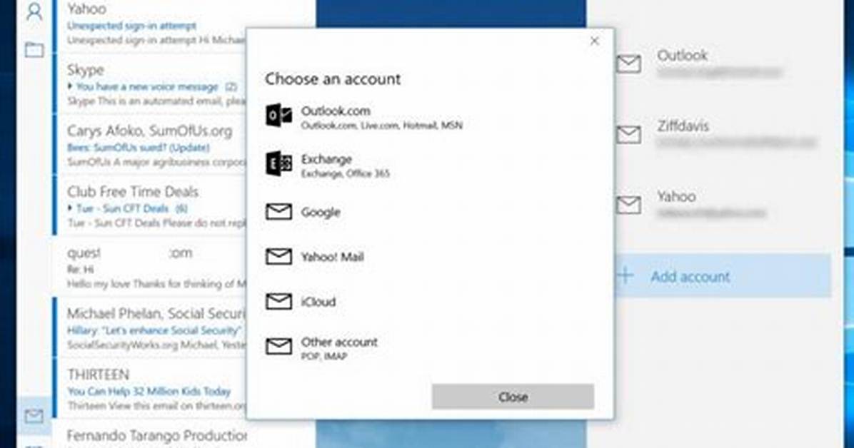 Does Windows 10 Mail Use Imap or Pop?