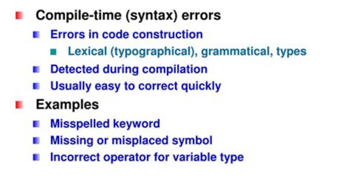 During Compilation Types of Errors?