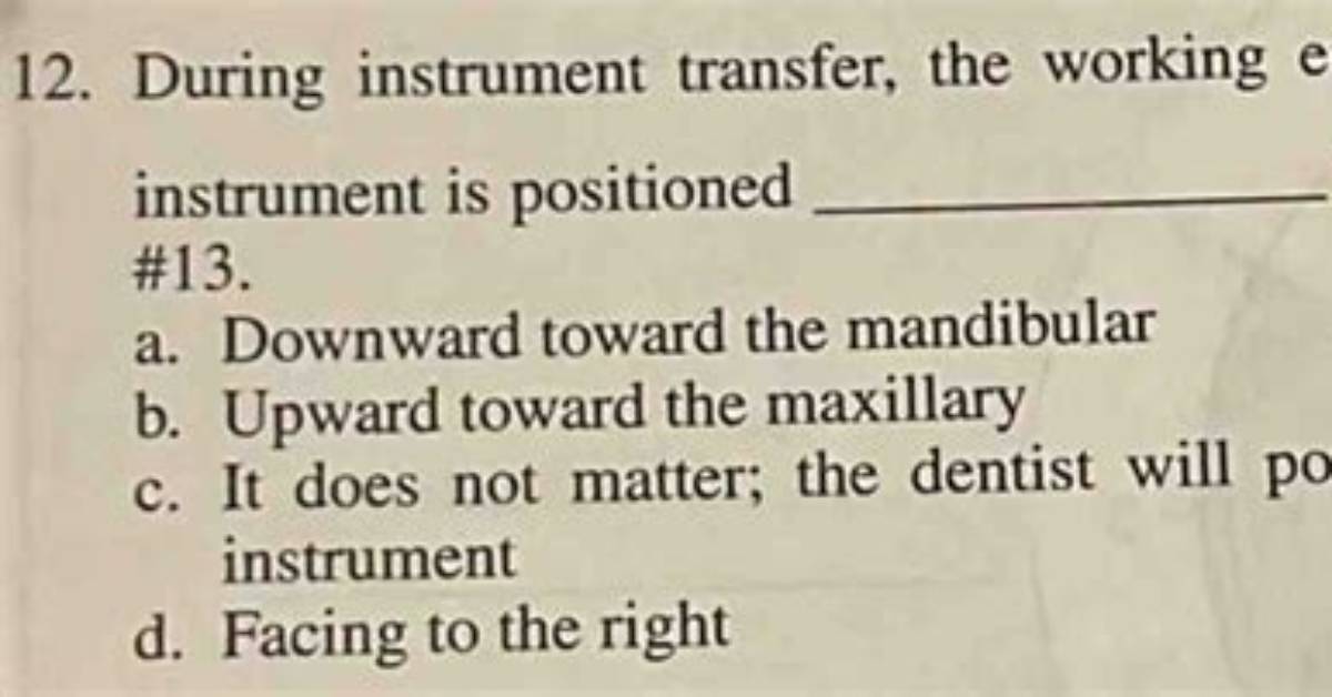 During Instrument Transfer the?
