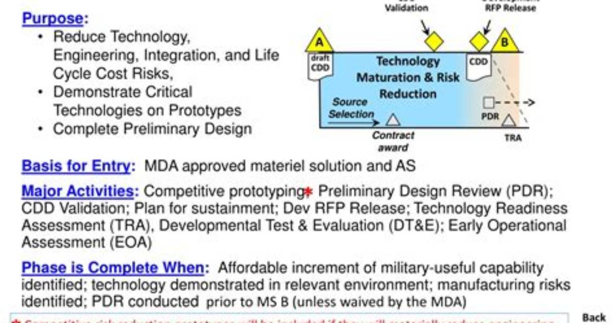 During Technology Maturation and Risk Reduction?