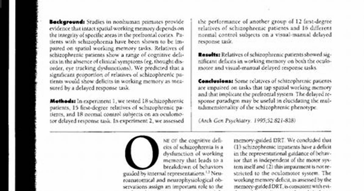 During Working-Memory Tasks Schizophrenic Patients Seem to?