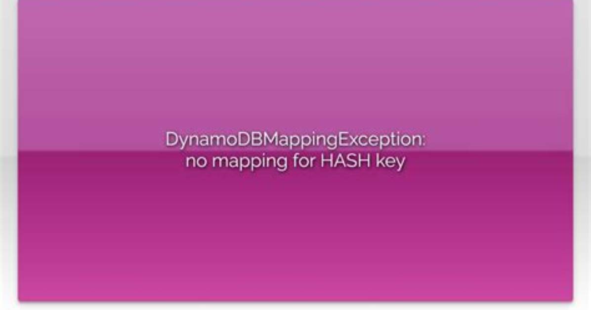 Dynamodbmappingexception: No Mapping for Hash Key