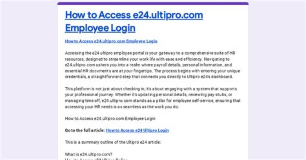 E24. Ultipro. Com Login Safely, Analysis & Comments