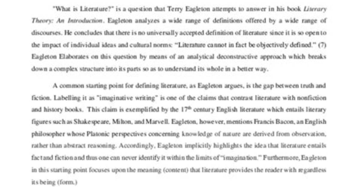 Eagleton Essay