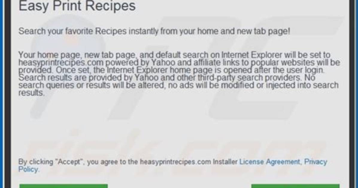 Easy Recipes Now Browser Hijacker Removal Instructions