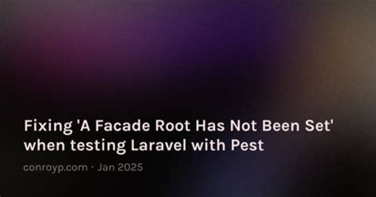 Eloquent Error: a Facade Root Has Not Been Set