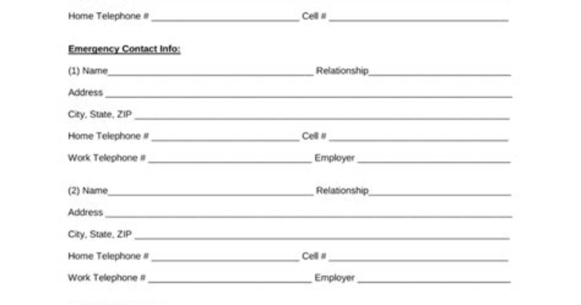 Emergency Contact Form
