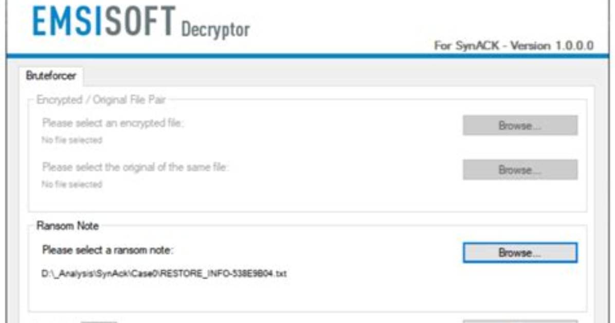 Emsisoft Released a Decryptor for Synack Ransomware