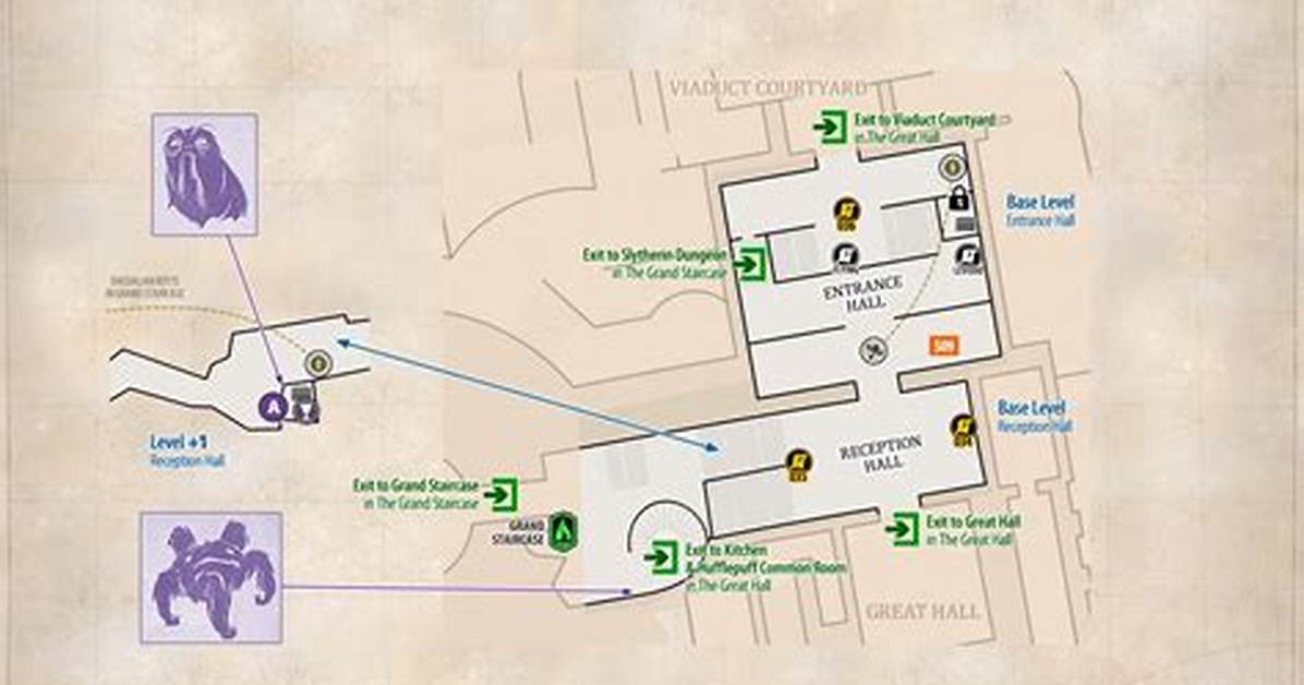 Entrance Hall & Reception Hall Map Hogwarts Legacy