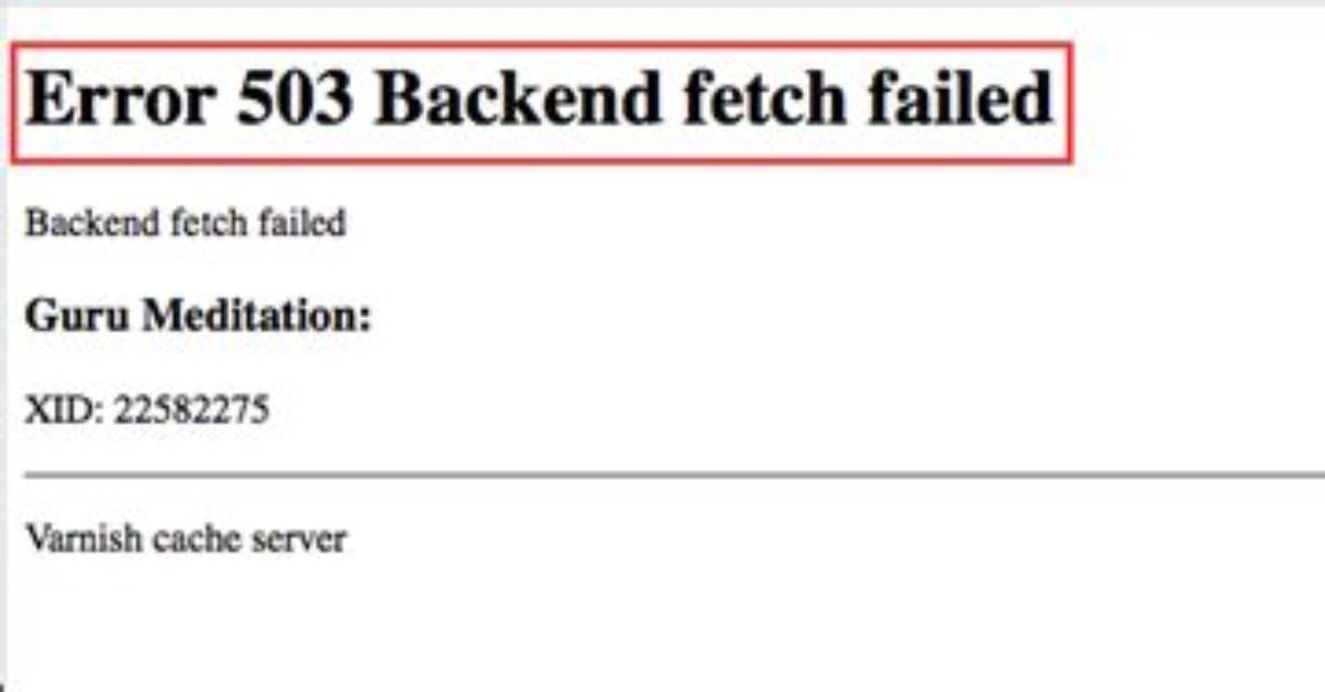 Error 503 Backend Fetch Failed