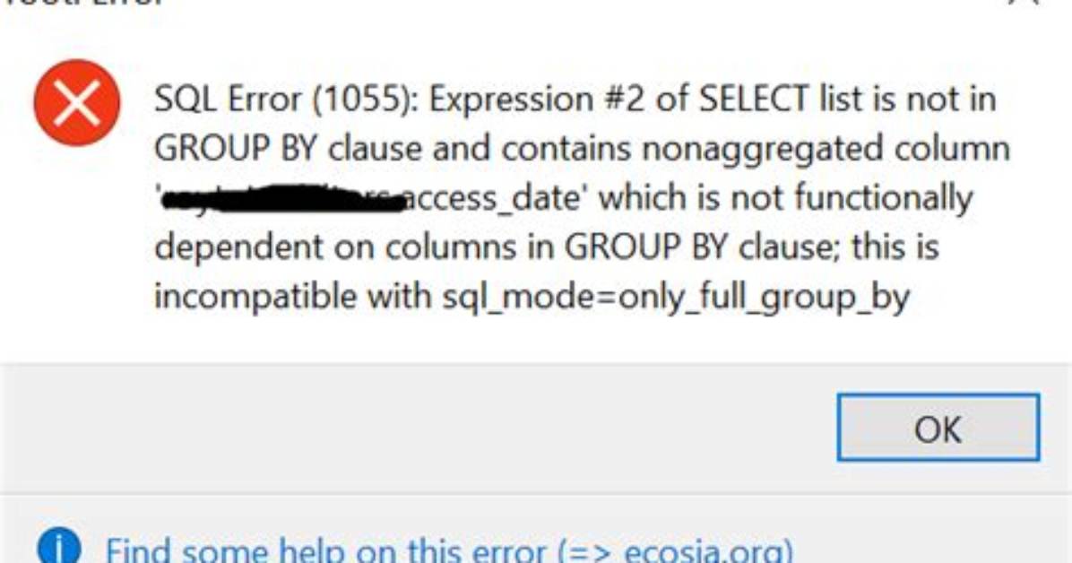 Error Code: 1055 Incompatible with Sql_Mode=Only_Full_Group_By
