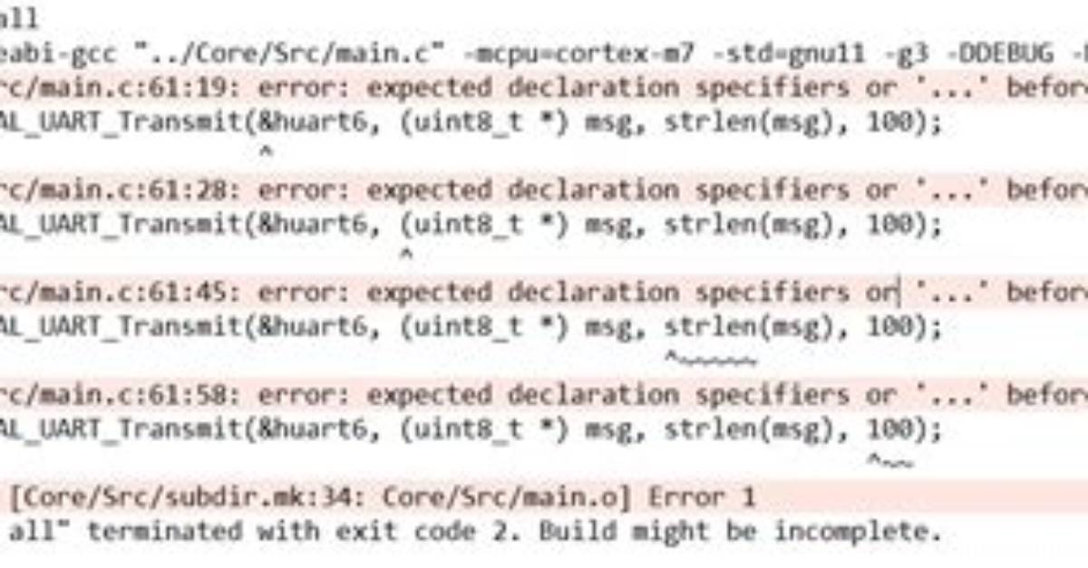 Error: Expected Declaration Specifiers or '…' Before String Constant