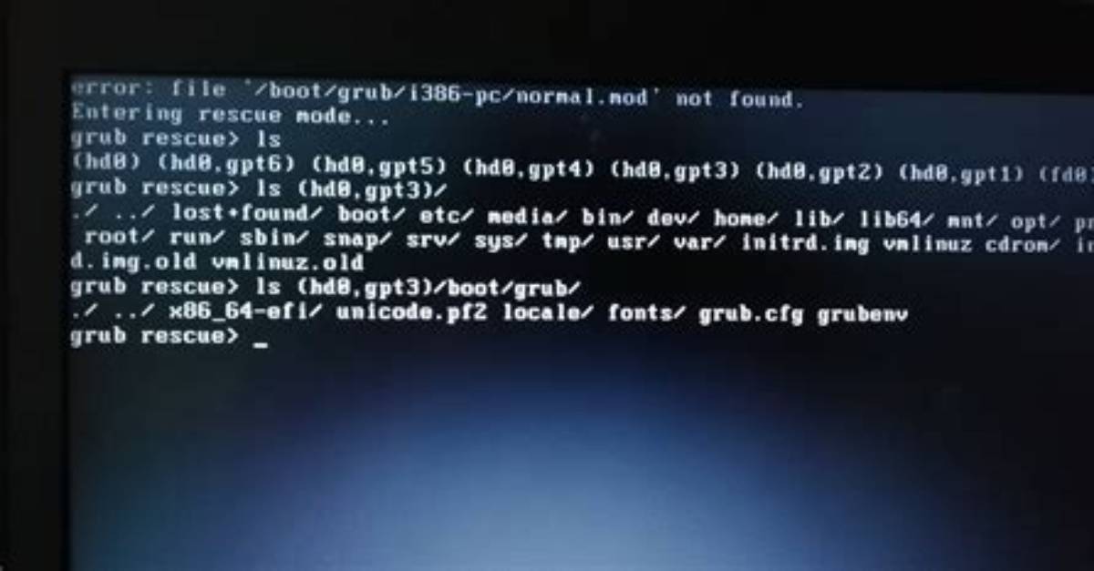 Error: File '/Grub/I386-Pc/Normal. Mod' Not Found