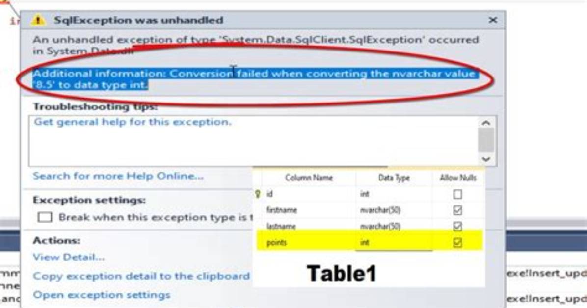 Error Unable to Convert Data Type Nvarchar to Float