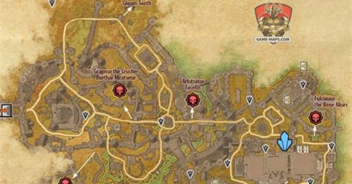 Eso Zenithar's Abbey Public Dungeon Map with Skyshard and Bosses Location in Blackwood