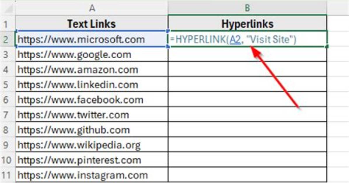 Excel: Convert a Column with Hyperlinks to Just Display the Links