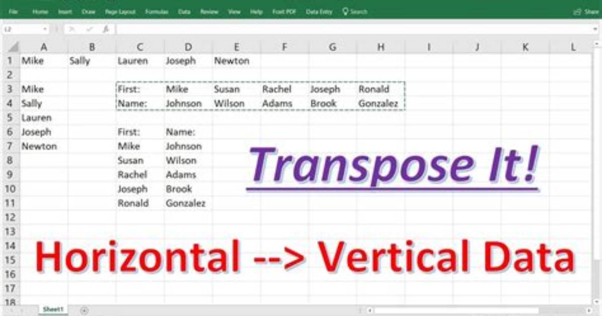Excel: Converting Horizontal Table into Vertical
