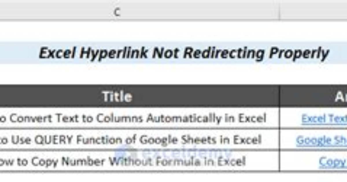 Excel Hyperlink Not Redirecting Properly (Bug?)