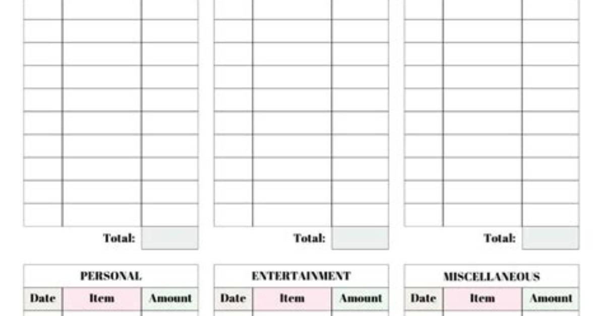 Expense Tracker Printable