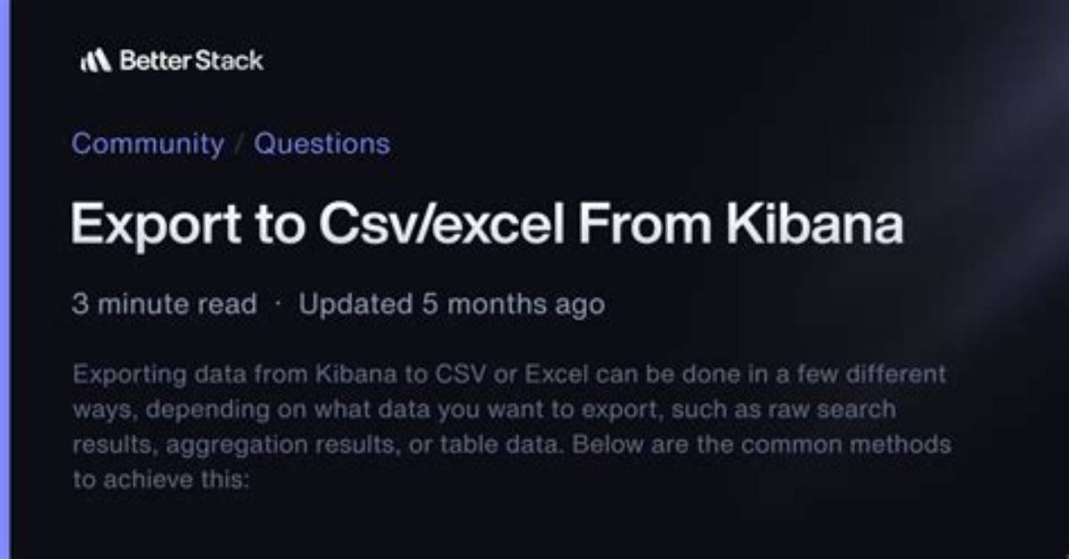 Export to Csv/Excel from Kibana