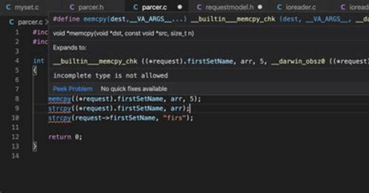 Expression Must Have Pointer to Struct or Union Error
