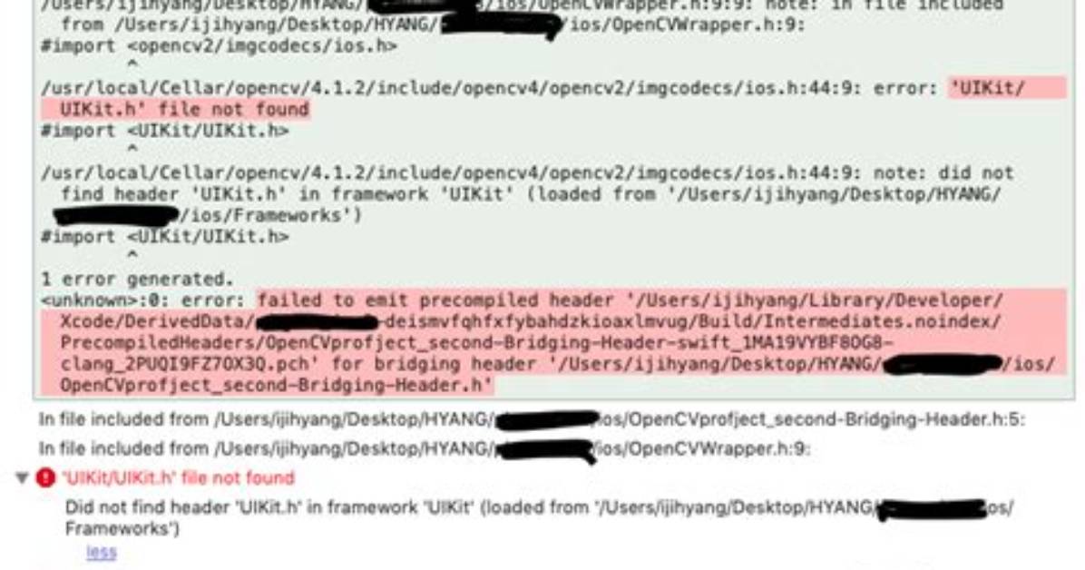 Failed to Emit Precompiled Header for Bridging Header