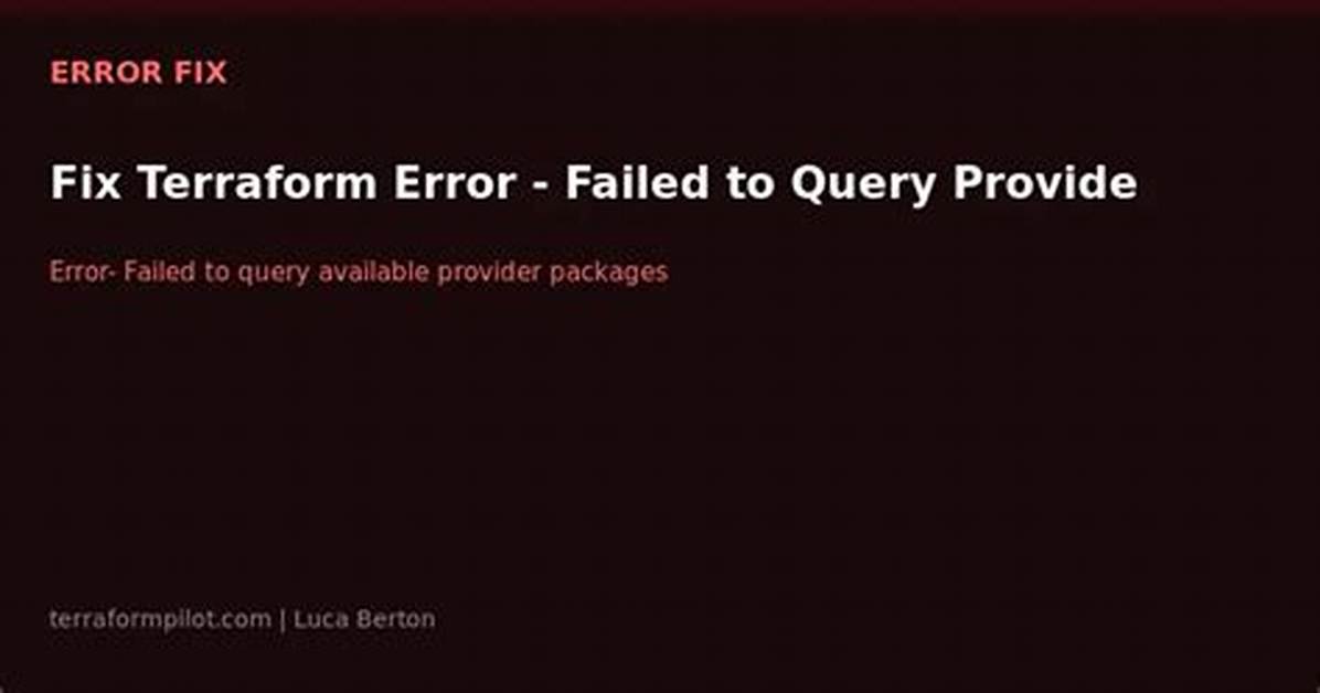 Failed to Query Available Provider Packages