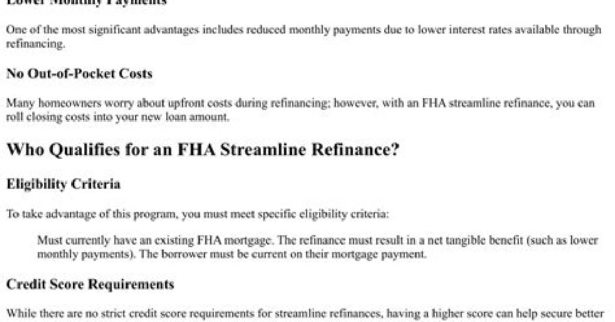 Fha Streamline Program - How to Discuss