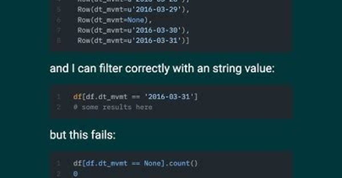Filter Pyspark Dataframe Column with None Value