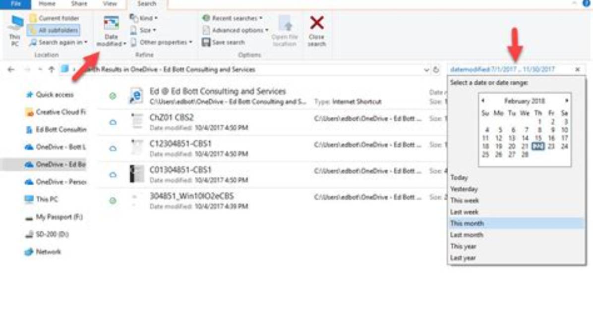 Find Files in Created Between a Date Range