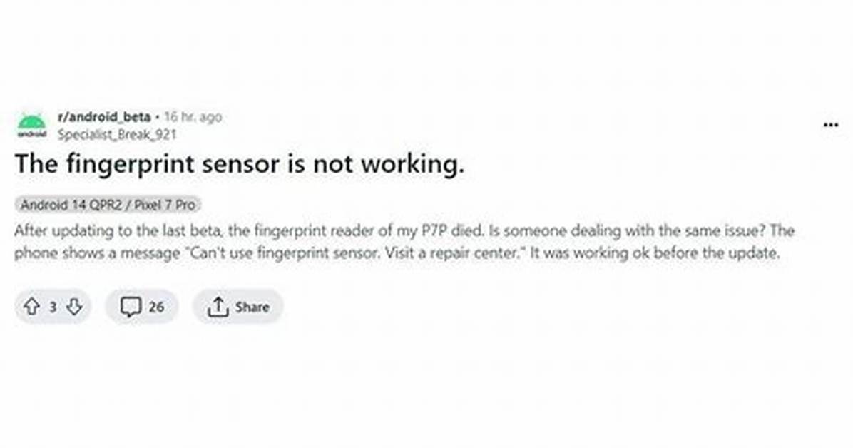 Fingerprint Scanner Stops Working for Some Pixel 7 Pro Users After Latest Android 14 Beta