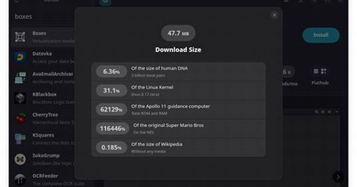 Flatpak Download Size
