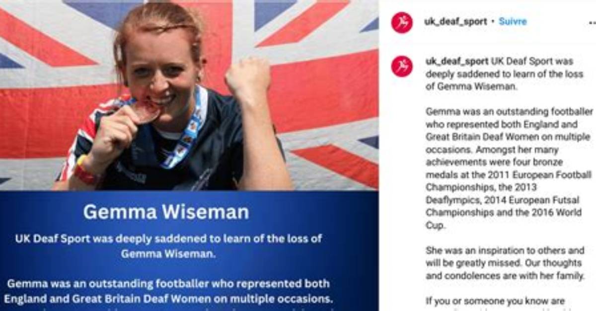 Footballer Gemma Wiseman of Team Gb Died at the Age of 33