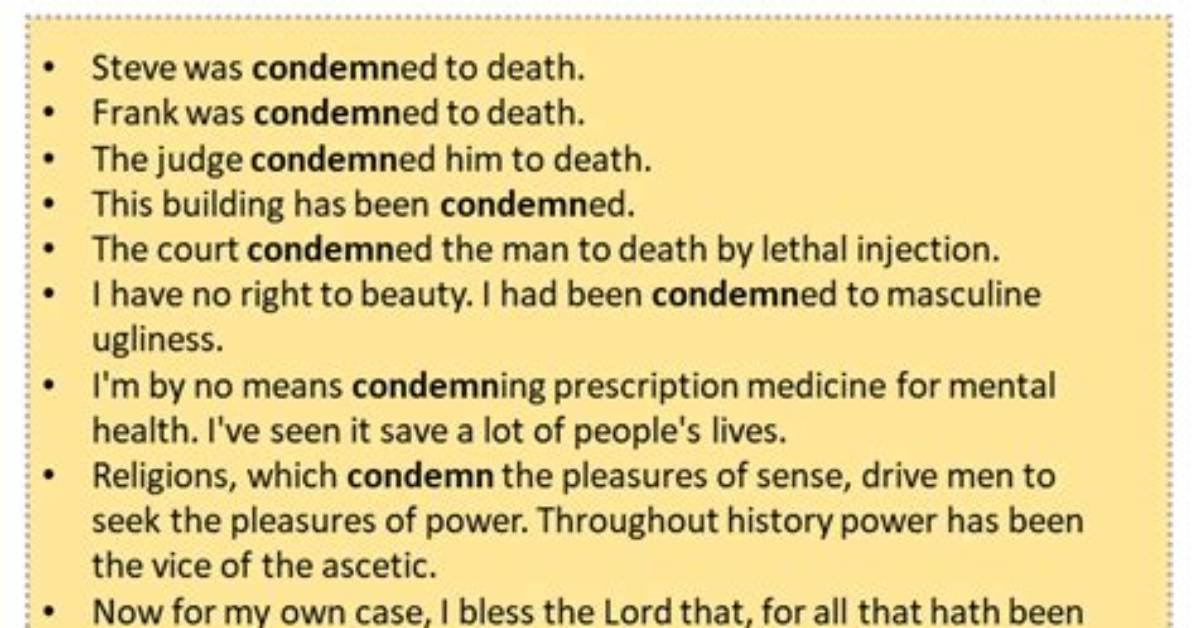 For Condemn Example Sentence?