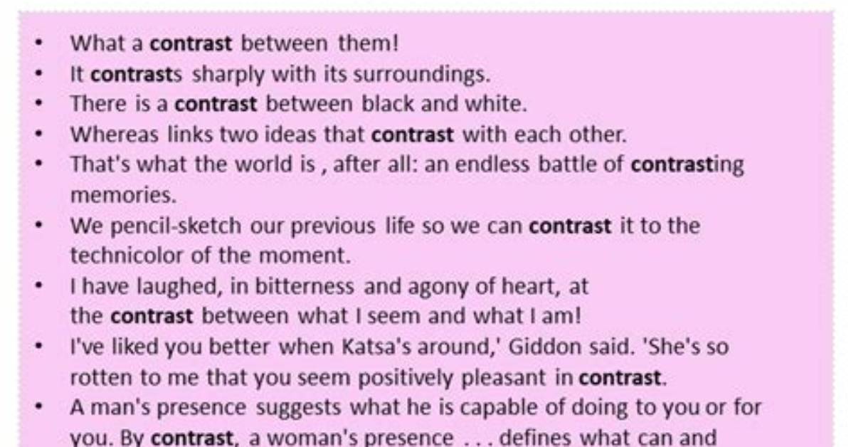 For Contrast Example Sentence?